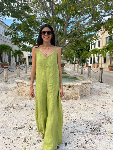 Green Linen Jumpsuit