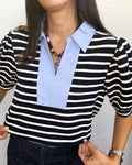 Navy Striped Top