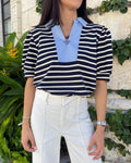 Navy Striped Top